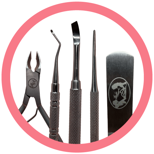 Professional stainless steel pedicure tools for nail technicians